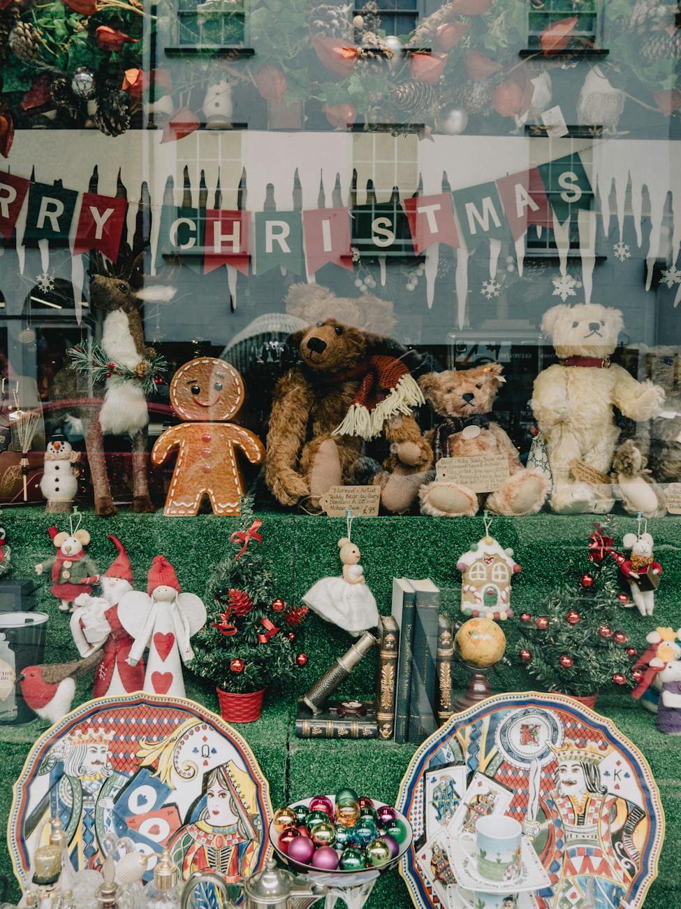 christmas decorations in a store window